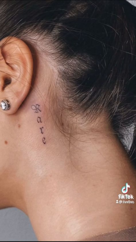 Behind The Ear Neck Tattoo Ideas, Tattoos For Women Behind Ear, Word Neck Tattoos, Small Flower Tattoos For Women, Simple Neck Tattoos, Enough Tattoo, Small Neck Tattoos, Face Tattoos For Women, Behind Ear Tattoos