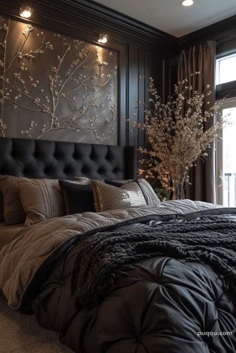 Cozy Glam Bedroom, Dark Romantic Bedroom, Dark Cozy Bedroom, Glam Bedroom Decor, Glam Bedroom, Dark Home Decor, Romantic Bedroom, Modern Bedroom Decor, Small Room Bedroom