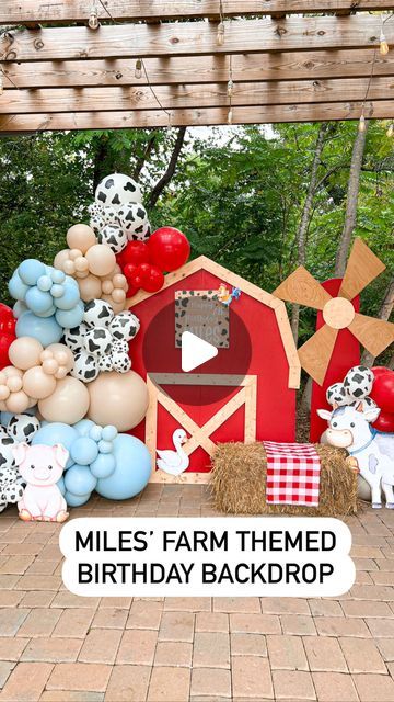 SAY IT WITH BALLOONS LLC on Instagram: "Farm birthday backdrop to celebrate Miles’ second birthday 🐖🐓🐄🐑🚜  Venue @thehunterfarm  Balloons and backdrops @sayit_withballoons   #cltballoons #charlottemoms  #balloonartist #charlottemom #happybirthday #cltmom  #cltmoms #cltballoonartist  #balloonentrance #charlotteballoons #firstbirthdayideas #charlotteballoonsartist #firstbirthday #babyshower #cltkids #setupwithus #farmbirthdayparty #farmtheme #farmdecor #farmparty" Farm Birthday Backdrop, Diy Barn Backdrop, Farm Backdrop, Barn Backdrop, Barnyard Theme, Farm Birthday Party, Balloon Backdrop, Farm Party, Farm Birthday