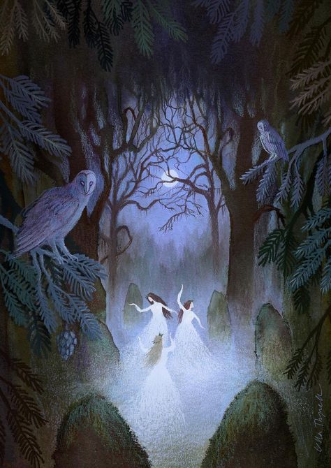 Ulla Thynell, The Woods At Night, Woods At Night, Fairytale Illustration, Fairytale Art, Arte Fantasy, Book Cover Art, Ethereal Art, Art And Illustration