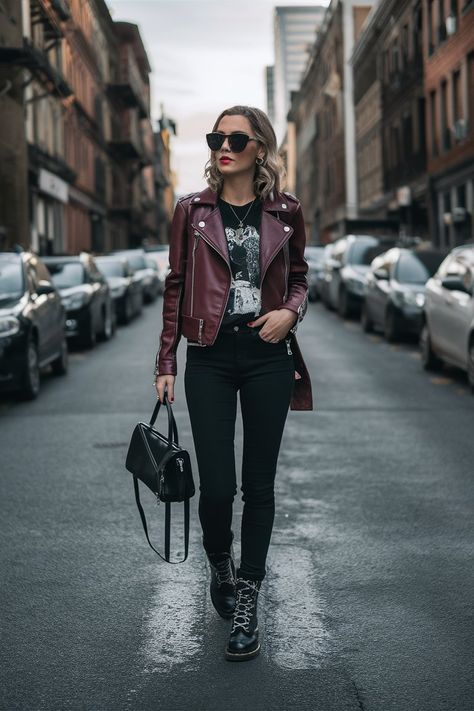 15 Edgy Fall Outfits to Elevate Your Wardrobe! Classic Edgy Fall Outfits, 2024 Edgy Outfits, Punk Edgy Outfits, Astrid Sloan Style, Rocker Fashion Style, Emo Women Outfits, Grunge Style Women, Fall Winter 2024/2025 Outfit, Edgy Boho Style