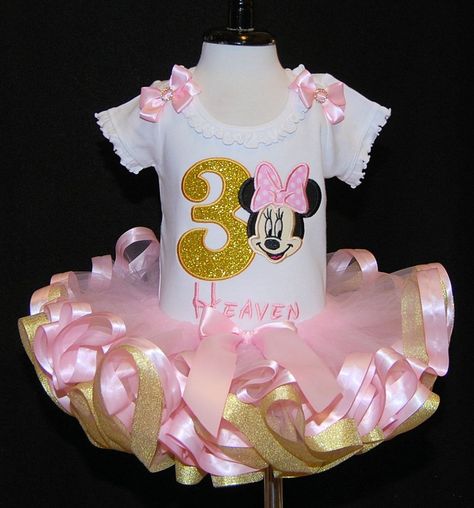 Minnie Golden, Minnie Mouse Dress Toddler, Minnie Mouse Birthday Outfit, Outfit Ideas Male, Minnie Mouse Birthday Decorations, Ribbon Trim Tutu, 2nd Birthday Outfit, Garden Party Dresses For Women, Minnie Mouse Outfits