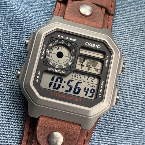 Ae 1200 Casio, Cool Casio Watches, Casio Royale Watch, Retro Casio Watch, Tactical Mens Fashion, Casio Watches For Men, Casio Aesthetic, Men’s Watch, Men’s Accessories