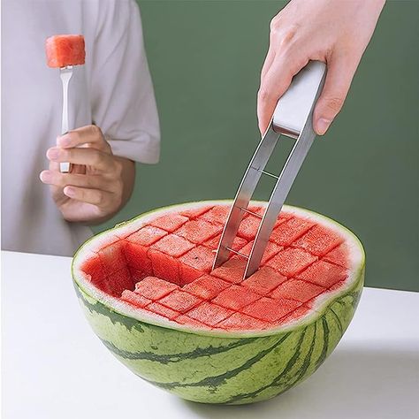 Stainless Steel Watermelon Slicer, Cube Cutter Corer Fruit Vegetable Tools, Quickly Safe Cutter Slicer, Knife Melon Baller for Kitchen Gadget Watermelon Knife, Creative Kitchen Gadgets, Watermelon Slicer, Cake Slicer, Melon Baller, Cut Watermelon, Watermelon Fruit, Vegetable Tools, Best Fruits