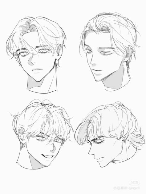 Boy Hair Drawing, Drawing Hair Tutorial, 얼굴 드로잉, Hair Sketch, Face Drawing Reference, 얼굴 그리기, Seni Dan Kraf, Different Angles, Guy Drawing