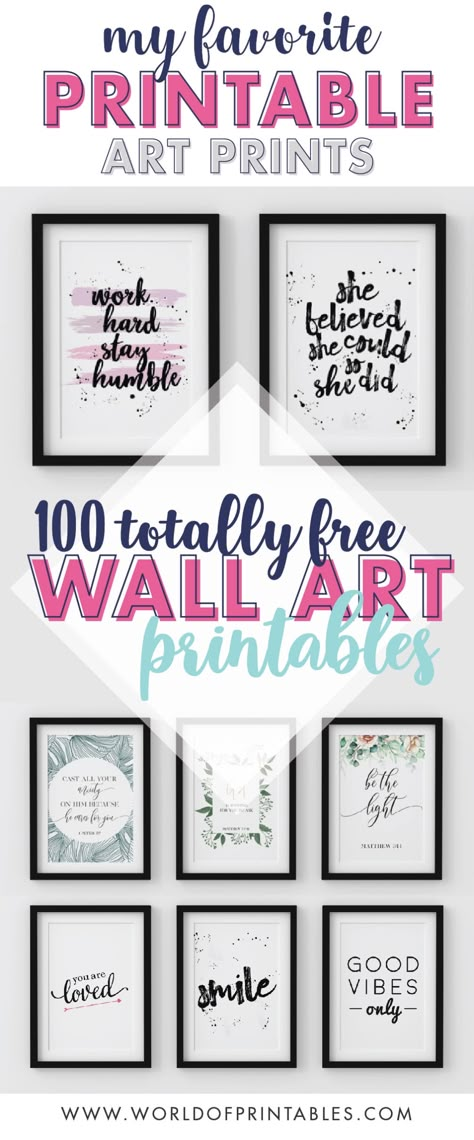 This amazing collection of free printable wall art prints isn’t one to be overlooked. In this post we feature stunning prints for the home, bedroom, office and nursery – there is something for everyone!  #diyhomedecor #homedecor #diywalldecor #walldecor #wallart #nurserywallart #minimalistwallart #quotes Inspirational Quotes Posters Wall Art, Office Wall Art Collage, Free Printable Wall Art Living Room Boho, Home Office Motivation Wall Art, Free Office Printables Wall Art, Signs For Home Office, Framed Inspirational Quotes Wall Art, Free Downloads Wall Art, Printable Positive Quotes