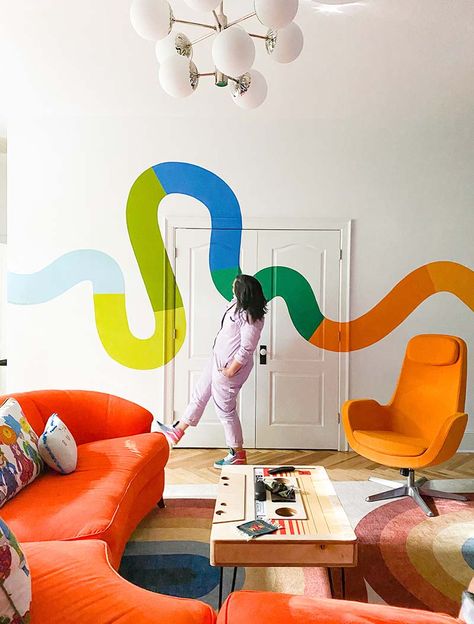 Gummy Worm Mural by Racheal Jackson of Banyan Bridges Colorful Gallery Wall, Interior Murals, Decoration Originale, Mural Design, New Wall, Wall Paint, New Room, 인테리어 디자인, Design Interior