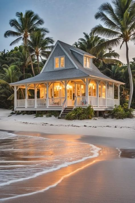 Cottages By The Sea Seaside, Seaside Florida Homes, Summer Architecture, Houses By The Beach, House On The Beach, Beautiful Beach Houses, Small Beach Houses, Cahuita, Beautiful Small Homes