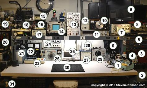 What's What Electronics Workspace, Electronics Lab Workbenches, Electronics Workbench, Electronics Bench, Cell Phone Repair Shop, Electronics Background, Workbench Designs, Electronic Workbench, Laboratory Design