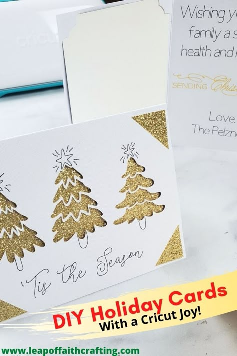 Cricut Joy Christmas Cards, Easy Holiday Cards, Diy Christmas Cards Cricut, Cricut Joy Cards, Circut Joy, Joy Holiday Card, Cricut Christmas Cards, Cards Ideas Handmade, Handmade Holiday Cards