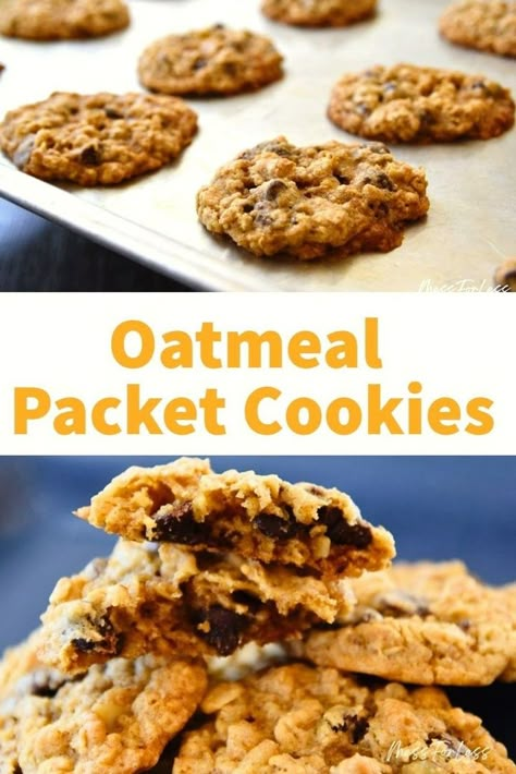 The ultimate flavor combo! These oatmeal packet cookies are packed with chocolate chips and walnuts. Get the recipe and indulge! Oatmeal Packet Cookies, Meal Plan For The Month, Instant Oatmeal Cookies, Instant Oatmeal Recipes, Blueberry Oatmeal Cookies, Best Oatmeal Raisin Cookies, Pantry Cooking, Instant Oatmeal Packets, The Perfect Chocolate Chip Cookie