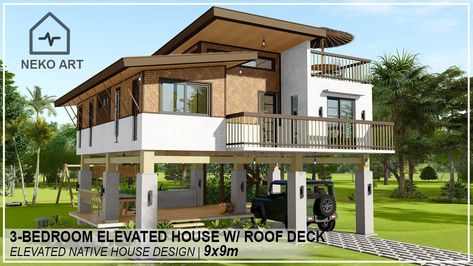 Modern Native House Design, Native House Design, Stilt House Design, Modern Filipino House, Elevated House Design, Stilt House Plans, Modern Bahay Kubo, Elevated House Plans, Elevated House