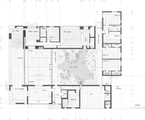 Matías Zegers Arquitectos builds stone courtyard house in Chile Stone Courtyard, Chilean Wine, Architecture Courtyard, Vintage Floor Plans, Atrium House, Building Layout, Courtyard House Plans, Built In Furniture, Courtyard House