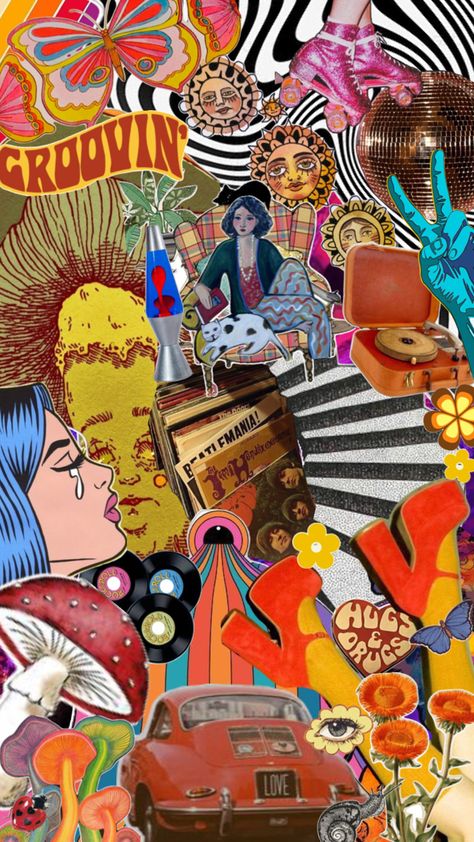 70s style groovy psychedelic collage 70s Collage, Groovy Collage, Groovy Aesthetic, Nice Wallpapers, The Best Wallpapers, Peace Love Happiness, Best Wallpapers, 70s Style, Aesthetic Collage