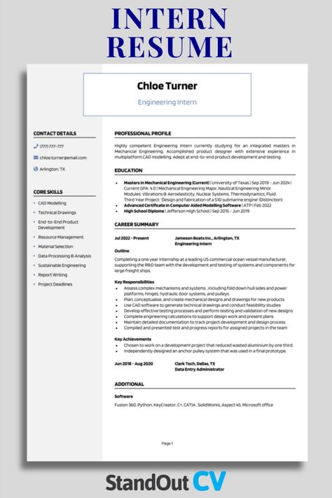 . Get the best internship resume examples and tips from experts to help you write a resume that will get you noticed by Professional Summary For Resume, Engineering Internship, Intern Resume, Resume Summary Statement, Professional Summary, Resume Summary Examples, Customer Service Resume, Internship Resume, Online Cv