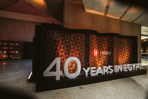 HSBC - 40 Anniversary on Behance Company Anniversary Event Ideas, Company Party Decorations, 40 Years Anniversary, Anniversary Backdrop, Corporate Anniversary Design, Company Anniversary Design, Company Anniversary Ideas, Corporate Event Backdrop Design, Corporate Anniversary Event