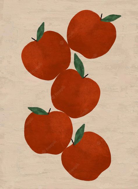 Premium Photo | Painted retro food red apple fruit vegan printable art Decorate A Blank Wall, Red Apple Art, Fruit Logo Design Ideas, Pie Drawing, Fruit Logo Design, Apple Background, Retro Art Prints, Fruit Logo, Retro Food