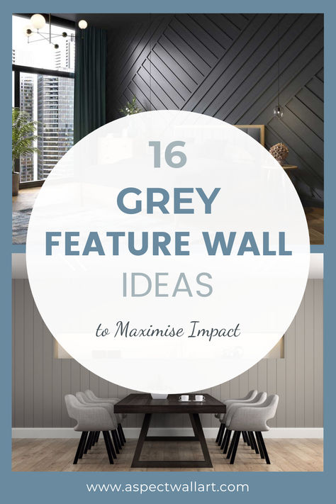 16 Stylish Grey Feature Wall Ideas to Maximise Impact Grey Living Room Feature Wall, Accent Wall With Grey Floors, Grey Wall Design Pattern, Feature Wall With Storage, Lounge Feature Wall Ideas, Grey Feature Wall Living Room, Feature Wall Ideas Dining Room, Grey Wall Ideas, Charcoal Feature Wall