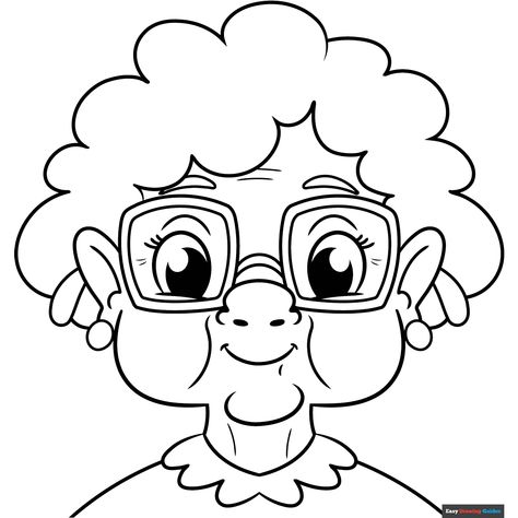 Grandma Face Coloring Page - Free & Printable Coloring Sheet Grandma Coloring Pages Free Printable, Grandma Drawing Easy, Grandma Drawing, Grandma Coloring Pages, Toddler Art Activities, Face Coloring Pages, Women Coloring Pages, Face Coloring, Cheetah Face