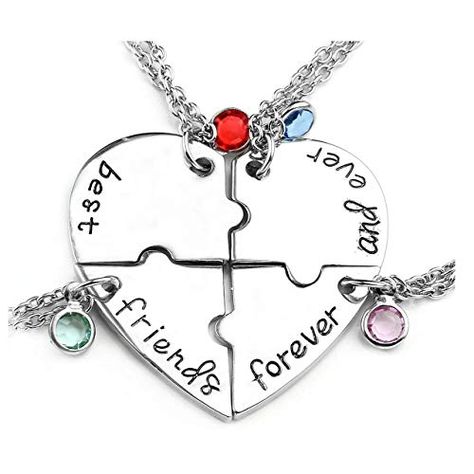 Jovivi 3-4pcs/set Best Friend Forever and Ever Heart Puzzle BBF Friendship Pendant Necklace Jewelry #Pendants, #Necklaces, #Jewelry, #Women, #Clothing, Shoes & Jewelry, Friendship Necklaces For 4, 4 Besties, 4 Best Friends, Bff Necklace, Forever Necklace, Pet Memorial Necklace, Bff Jewelry, Necklaces Set, Heart Puzzle