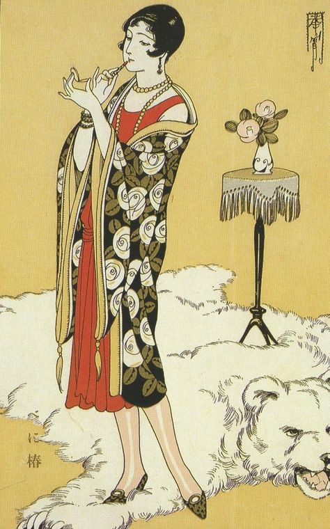 Ehime Japan, Art Deco Illustrations, Personajes Studio Ghibli, Ehime, Art Deco Illustration, Deco Fashion, Deco Poster, Art Deco Posters, 1920s Art