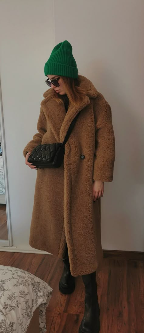 Fashion Brown Teddy Bear Coat Outfit, Teddy Long Coat Outfit, Long Brown Teddy Coat Outfit, Dark Brown Teddy Coat Outfit, Teddy Bear Jacket Outfit Winter, Brown Teddy Jacket Outfit, Long Teddy Coat Outfit, Fleece Coat Outfit, Long Fuzzy Coat