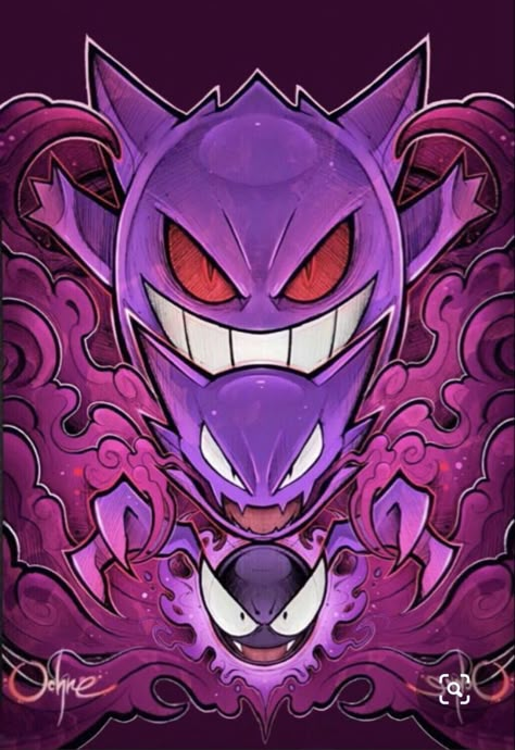 Ochre Fox, Haunter Pokemon, Pokemon Painting, Gengar Pokemon, Pokemon Sketch, Ghost Pokemon, Pokemon Craft, Pokemon Tattoo, Pokemon Coloring