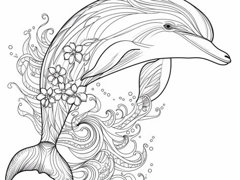 Free coloring pages of Dolphins Free Dolphin Coloring Pages, Dolphin Mandala, Dolphin Clipart Black And White, Sea Creature Coloring Pages Free Printable, Ocean Mandala Coloring Page, Dolphin Coloring Pages, Learning And Development, Free Printable Coloring, Underwater World