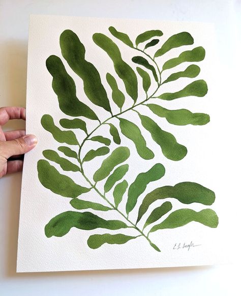 Fern Painting, Abstract Botanical Art, Abstract Botanical, Watercolor Paintings Easy, Plant Painting, Easy Watercolor, Mid Century Modern Art, Watercolor Drawing, Plant Art