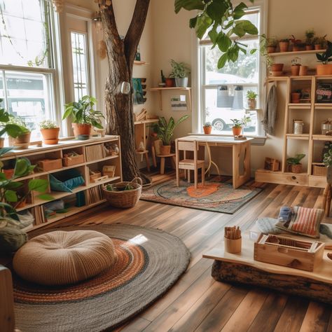 Set up your classroom with natural wood furniture to make a calming environment for children. Rearrange these shelves and panels to fit your space. Boho School Room, Calming Preschool Classroom Decor, Classroom Nature Decor, Natural Preschool Classroom, Waldorf Preschool Classroom, Small Preschool Classroom, Microschool Classroom, Montessori Classroom Set Up, Minimalist Classroom Elementary