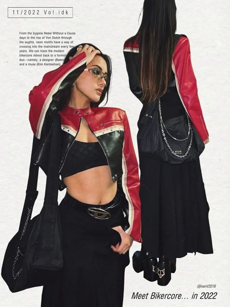 Racer Core Outfit, Black And Red Outfit Concert, Red And Black Concert Outfit, Racer Jacket Outfit, Red Black Outfit, Outfits For Dr, Pose Fotografi, 2000s Fashion Outfits, Concert Outfits