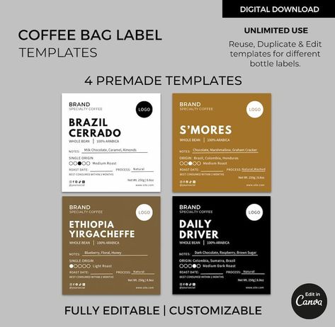 ✅⬆️CLICK THE LINK!!⬆️ Editable Coffee Bag Labels Template. Create custom coffee labels for your coffee shop or business. . #Coffee_Bean_Label_Design #Coffee_Bean_Sticker #Coffee_Packaging_Bottle #Coffee_Packaging_Mockup Coffee Bag Design Ideas, Coffee Label Design Stickers, Coffee Label Packaging, Coffee Popup, Coffee Design Packaging, Coffee Beans Packaging, Coffee Package Design, Brewery Logo Design, Coffee Bag Packaging