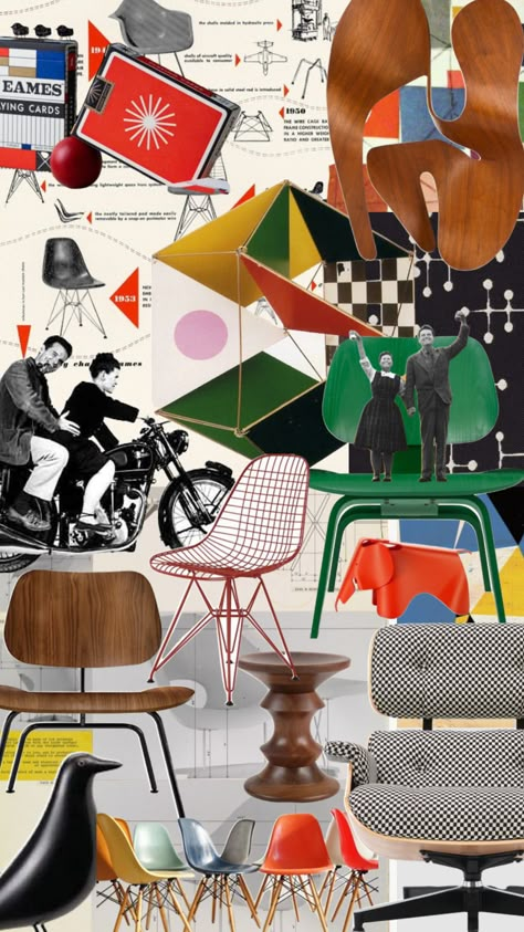 Eames #eames #midcenturymodern Eames Bedroom, Mid Century Modern Moodboard, Bauhaus Party, Eames Interior, Eames House Interior, Maximalism Interior Design, Bauhaus Interior Design, Eames Furniture, Maximalism Interior