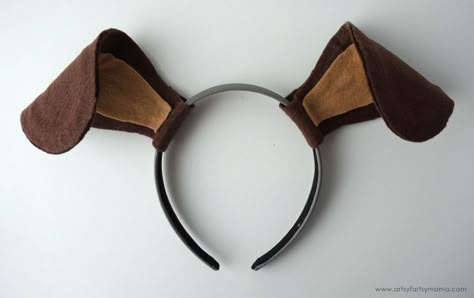 DIY Dog Costume Accessories | artsy-fartsy mama How To Make Dog Ears For Costume, Felt Animal Ears Headband Diy, Puppy Dog Ears Headband Diy, Diy Dalmation Ears Headband, Diy Dog Tail For Costume, Dog Ear Headband Diy, Diy Puppy Ears Headband, Diy Dog Costumes For Kids, Diy Dog Ears Costume