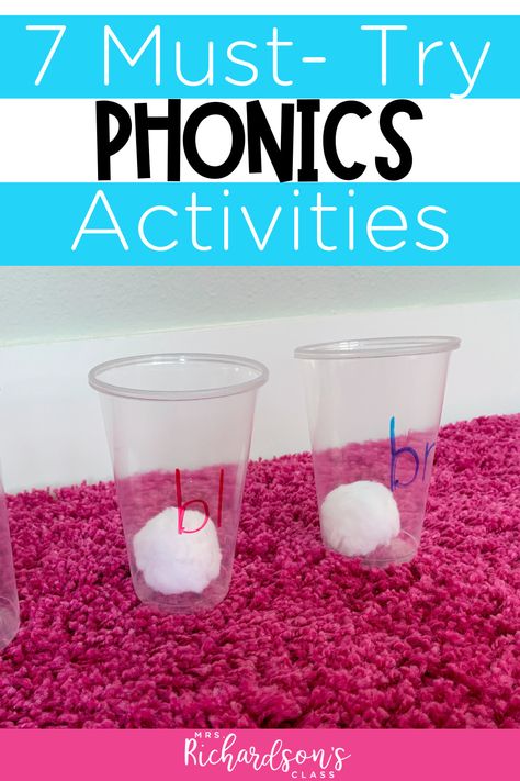 Get more out of your literacy block and provide phonics practice activities that are hands-on and engaging. This helpful post walks you through seven different phonics activities for kindergarten and first grade. Students can do them in literacy centers, reading small groups, or as independent practice. If you teach kindergarten, first, or second grade, you'll want to check out this post and try one of the phonics activities today! Phonics Games Kindergarten, Phonemes Activities, Free Phonics Activities, Fun Phonics Activities, Word Work Kindergarten, Phonological Awareness Activities, Structured Literacy, Phonics Centers, Phonemic Awareness Activities