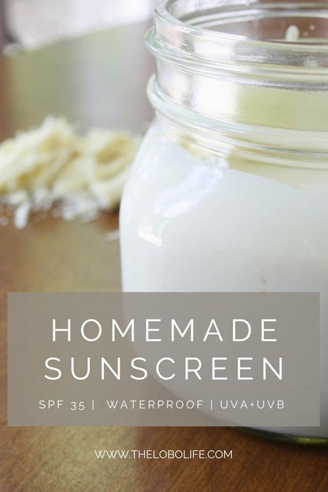 Easy Homemade Sunscreen Recipe- Natural Broad Spectrum SPF - The Lobo Life Diy Waterproof Sunscreen, Diy Sunblock, Natural Sunscreen Recipe, Sunscreen Recipe, All Natural Sunscreen, Skincare Diy, Homemade Skincare, Homemade Body Care, Homemade Moisturizer