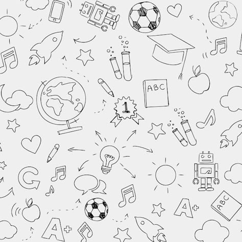 Abc Wallpaper, School Picture Frames, Banner Doodle, School Wallpaper, Music Doodle, Educational Website, Zestaw Ikon, Free Vector Backgrounds, Doodle Background