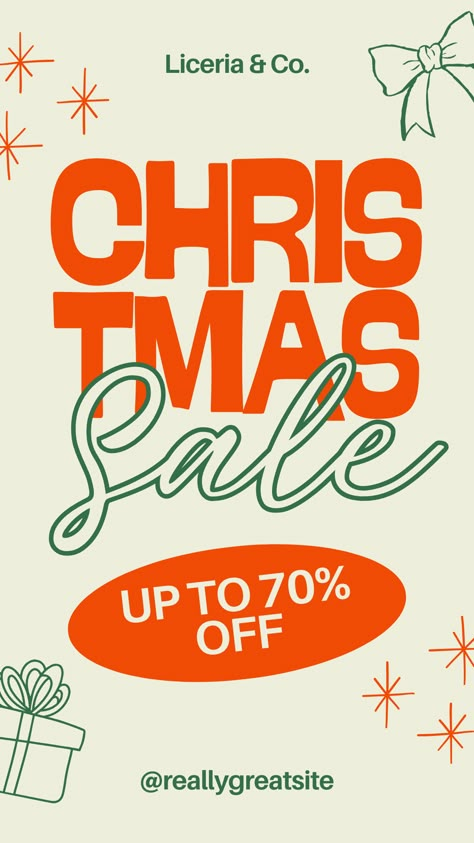 Bring the festive fun to your promotions with our Red and Green Playful Doodle Christmas Sale Story! 🎄🎁 Designed to grab attention, written to be understood – make your holiday deals clear and irresistible this season! Headline Typography Design, 12 Days Of Christmas Graphic Design, Holiday Sale Poster, Holiday Newsletter Design, Holidays Instagram Story, Happy Holidays Graphic Design, Christmas Aesthetic Banner, Christmas Aesthetic Poster, Merry Christmas Social Media Post