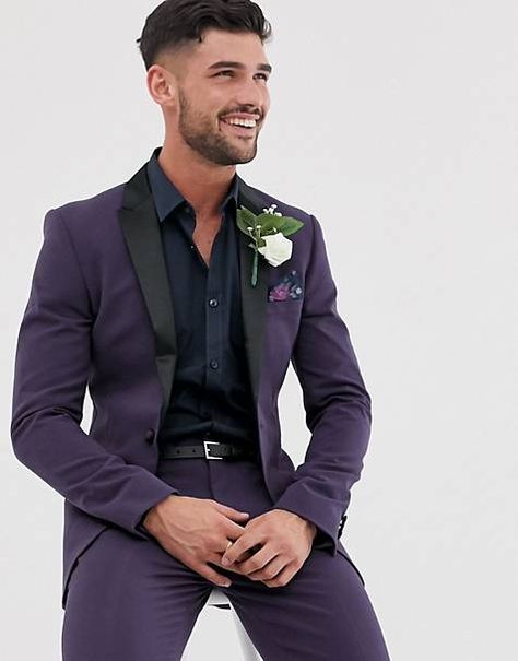 Purple Prom Suit, Grad Suits, Suits For Guys, Prom Outfits For Guys, Purple Tuxedo, Prom Tux, Tuxedo Prom, Suit Purple, Purple Suit