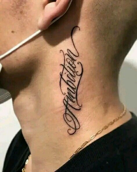 Neck Side Tattoo, Neck Tattoo For Boys, Chest Tattoo Lettering, Ambition Tattoo, Side Neck Tattoo, Tattoo Lettering Design, Men Tattoos Arm Sleeve, Scary Tattoos, Half Sleeve Tattoos For Guys