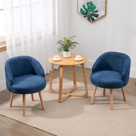 Ansley&HosHo-EU Set of 2 Fabric Tub Chairs, Small Living Room Chairs with Solid Wood Legs, 2 Pieces Occasional Chairs Sofa Side Lounger Chairs Fireside Chairs for Bedroom Small Apartment, Blue: AmazonSmile: Kitchen & Home Small Chair For Bedroom, Ikea Room, Sofas Ideas Living Room, Small Living Room Chairs, Sofa Design Ideas, Small Sectional Sofa, Fireside Chairs, Bedroom Blue, Staff Room