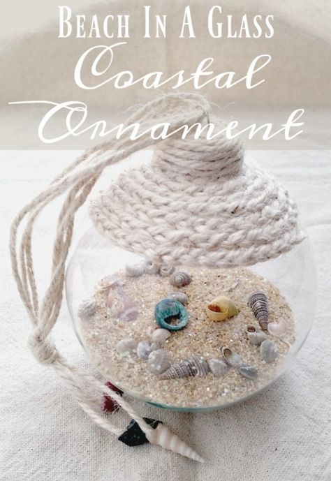 Beach in a Glass Coastal Ornament Beach Christmas Ornaments, Coastal Ornament, Coastal Christmas Decor, Diy Christmas Ornaments Easy, Diy Christmas Ornament, Ornament Craft, Beach Ornaments, Beach Diy, Family Trips