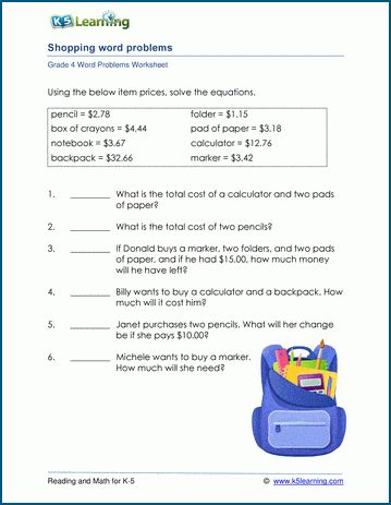 Shopping problem worksheets.  Students calculate their shopping bill (or their change) in these simple shopping problems.  All amounts are given in money notation with decimals.  Addition and subtraction of decimals using money notation is required.  Free printable word problem worksheets from K5 Learning. Addition And Subtraction Of Decimals, Change Worksheet, Decimals Addition, Kindergarten Vocabulary, Time Word Problems, Money Word Problems, Grade 6 Math, Cursive Words, Comprehension Exercises