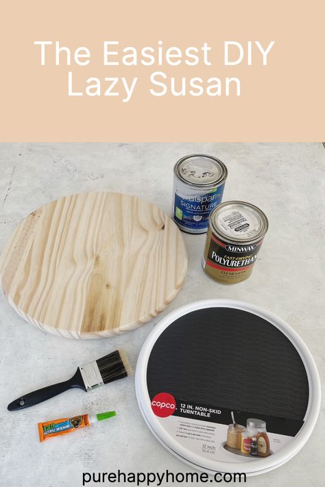 Wood Lazy Susan Decor Ideas, Dining Room Table Lazy Susan, Lazy Susan Ideas Diy Wood, Lazy Susan Countertop Decor, Diy Wood Kitchen Projects, How To Make Lazy Susan, Lazy Susan Diy How To Make A, Diy Lazy Susan Turntable Dollar Store, Kitchen Counter Lazy Susan