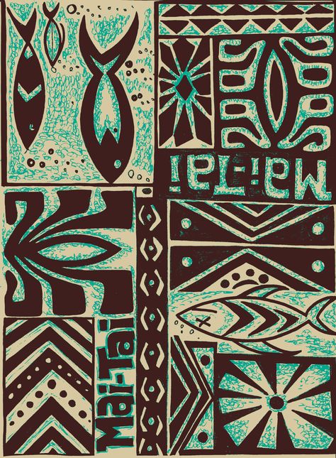 Spring 2014 Polynesian Graphic Design, Polynesian Aesthetic, Hawaiian Pattern Design, Surf Pattern, Hawaii Pattern, Surfboard Painting, Tiki Decor, Tiki Bar Decor, Tiki Lounge