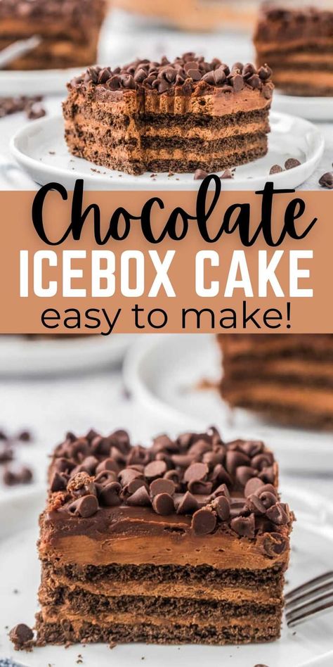 Chocolate No Bake Cake, Cream Cheese Ice Box Cake, Chocolate Icebox Cake Recipes, Chocolate Icebox Dessert, Chocolate Ice Box Cake Graham Crackers, Ice Box Cake Recipes Pioneer Woman, Chocolate Refrigerator Dessert, No Bake Desserts With Graham Crackers, Easy Icebox Desserts