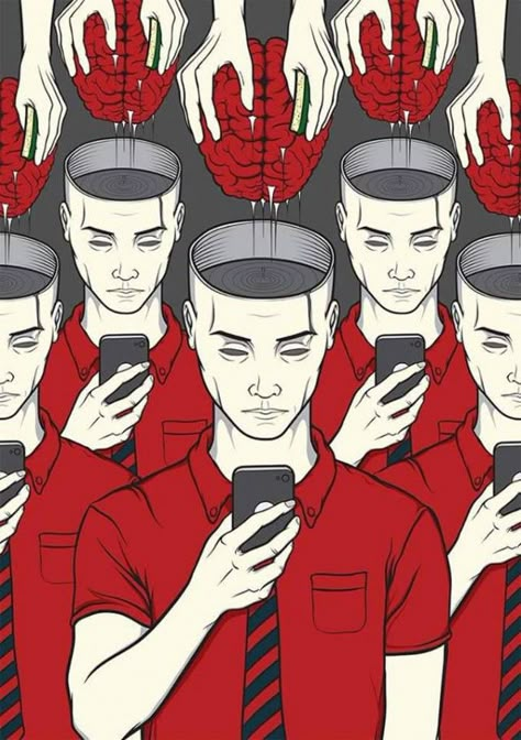 Ilustrasi Satir, Satirical Illustrations, Weird Images, Banksy, Satire, Surrealism, Art Illustration, New World, Cell Phones