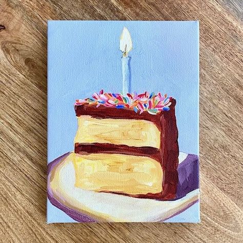 New Paintings Available September 1st at 10 AM EST! — Elle Byers Art Birthday Canvas, Food Art Painting, Birthday Painting, Painting Birthday, Canvas Drawing, Food Painting, Canvas Painting Designs, Painting Ideas On Canvas, Acrylic Painting For Beginners