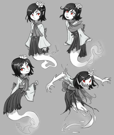 Ghost Girl Character Design, Ghost Oc Girl, Ghost Girl Drawing, Yokai Character Design, Ghost Character Art, Ghost Girl Art, Creepy Character Design, Monster Girl Art, Ghost Character Design