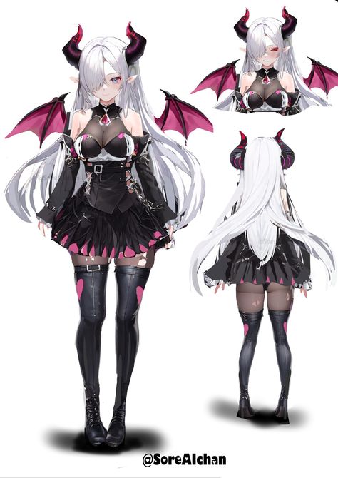 Succubus Clothing, Vtuber Reference Sheet, Vtuber Design Ideas, Ability Ideas, Vtuber Reference, Feminine Artwork, Vampire Stuff, Vtuber Design, Character Reference Sheet